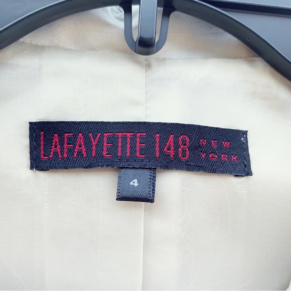 Lafayette 148 Bone Ivory Lined Silk Blazer Embellished Classic Collar | Size 4 - Picture 5 of 14